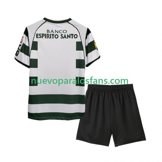 Camiseta de Fútbol Sporting CP 2001 2003 Retro Niño Casa Manga Corta