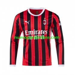 Camiseta de Fútbol AC Milan Hombre Casa 2024-2025 Manga Larga