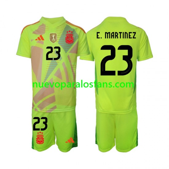 Camiseta de Fútbol Argentina Emiliano Martinez 23 Portero Niño Exterior 2024 Manga Corta