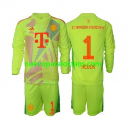 Camiseta de Fútbol Bayern de Múnich Manuel Neuer 1 Portero Niño Casa 2024-2025 Manga Larga
