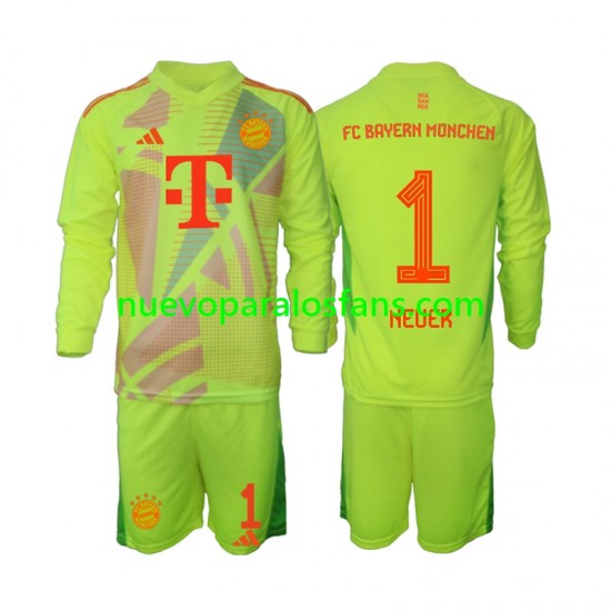 Camiseta de Fútbol Bayern de Múnich Manuel Neuer 1 Portero Niño Casa 2024-2025 Manga Larga