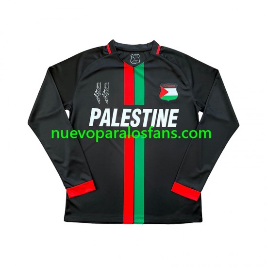Camiseta de Fútbol Club Deportivo Palestino Center Stripre Hombre Casa 2024-2025 Manga Larga