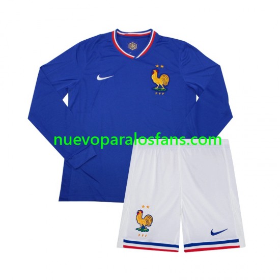 Camiseta de Fútbol Francia Niño Casa Euro 2024 Manga Larga