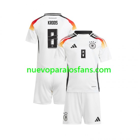 Camiseta de Fútbol Alemania Toni Kroos 8 Niño Casa Euro 2024 Manga Corta