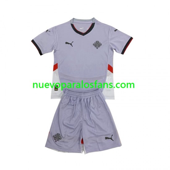 Camiseta de Fútbol Islandia Niño Exterior 2024 Manga Corta