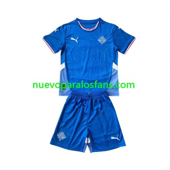 Camiseta de Fútbol Islandia Niño Casa 2024 Manga Corta