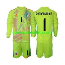 Camiseta de Fútbol Italia Donnarumma 1 Portero Niño Casa Euro 2024 Manga Larga