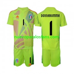 Camiseta de Fútbol Italia Donnarumma 1 Portero Niño Casa Euro 2024 Manga Corta