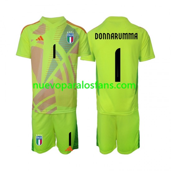 Camiseta de Fútbol Italia Donnarumma 1 Portero Niño Casa Euro 2024 Manga Corta
