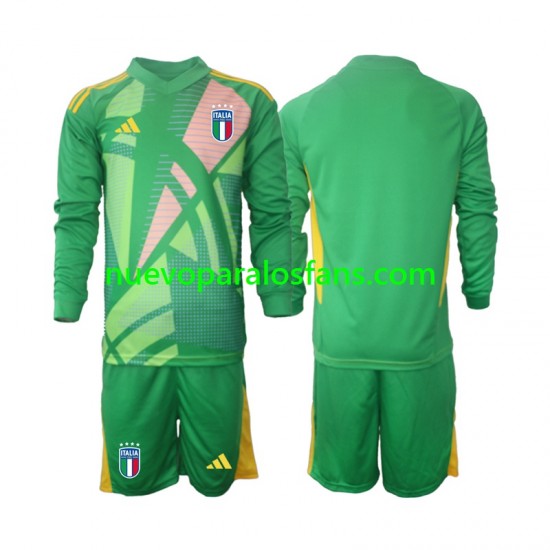Camiseta de Fútbol Italia Portero Niño Exterior Euro 2024 Manga Larga