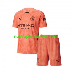 Camiseta de Fútbol Manchester City Portero Niño Exterior 2024-2025 Manga Corta