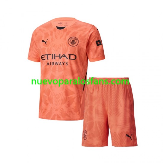 Camiseta de Fútbol Manchester City Portero Niño Exterior 2024-2025 Manga Corta
