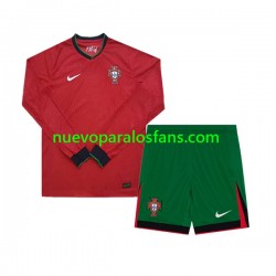 Camiseta de Fútbol Portugal Niño Casa Euro 2024 Manga Larga