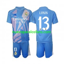Camiseta de Fútbol Real Madrid Andriy Lunin 13 Portero Niño Casa 2024-2025 Manga Corta