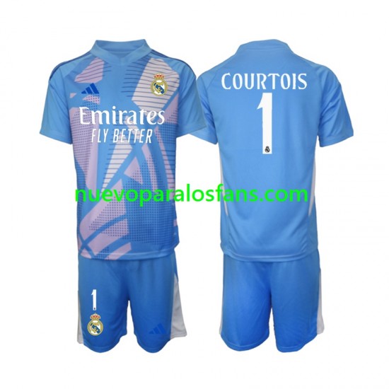 Camiseta de Fútbol Real Madrid Thibaut Courtois 1 Portero Niño Casa 2024-2025 Manga Corta