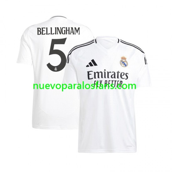 Camiseta de Fútbol Real Madrid Jude Bellingham 5 Hombre Casa 2024-2025 Manga Corta