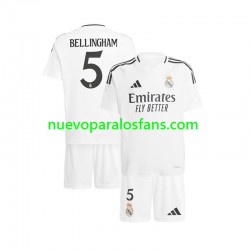 Camiseta de Fútbol Real Madrid Jude Bellingham 5 Niño Casa 2024-2025 Manga Corta