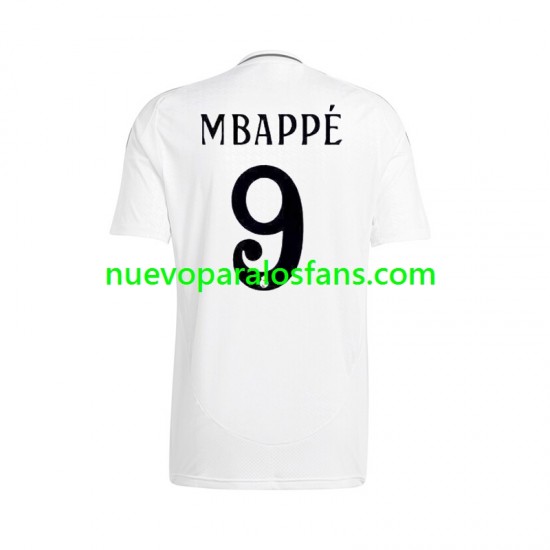 Camiseta de Fútbol Real Madrid Mbappé Kylian 9 Hombre Casa 2024-2025 Manga Corta