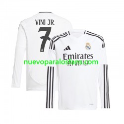 Camiseta de Fútbol Real Madrid Vinicius Junior 7 Hombre Casa 2024-2025 Manga Larga