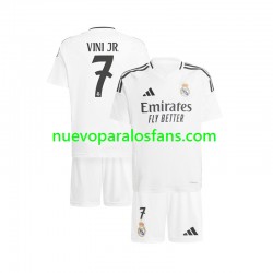 Camiseta de Fútbol Real Madrid Vinicius Junior 7 Niño Casa 2024-2025 Manga Corta