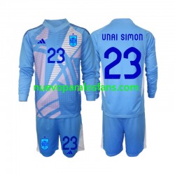 Camiseta de Fútbol España Unai Simon 23 Portero Niño Casa Euro 2024 Manga Larga