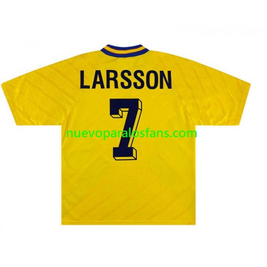 Camiseta de Fútbol Suecia Henrik Larsson 7 Retro Hombre Casa 1994 Manga Corta