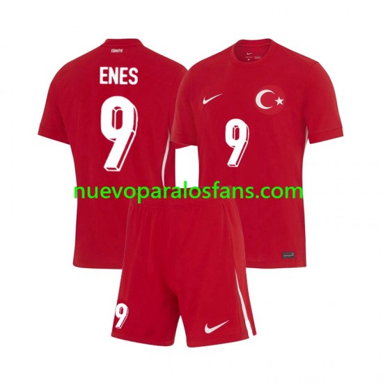 Camiseta de Fútbol Turquía Enes Unal 9 Niño Exterior Euro 2024 Manga Corta