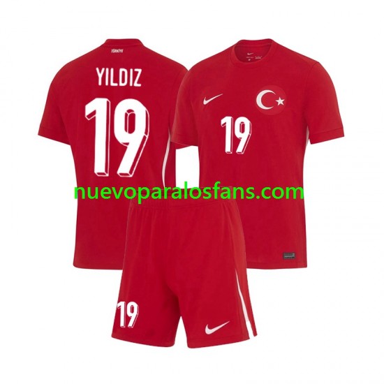 Camiseta de Fútbol Turquía Kenan Yıldız 19 Niño Exterior Euro 2024 Manga Corta