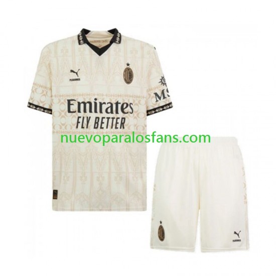Camiseta de Fútbol AC Milan Niño Cuarto 2023-2024 Manga Corta