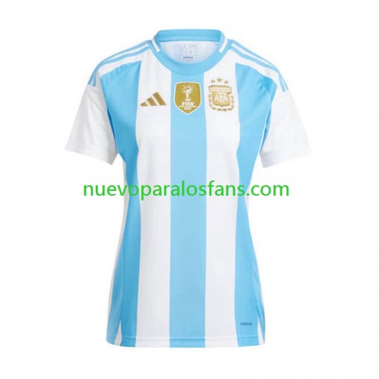 Camiseta de Fútbol Argentina Copa America Mujer Casa 2024 Manga Corta