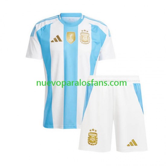 Camiseta de Fútbol Argentina Copa America Niño Casa 2024 Manga Corta