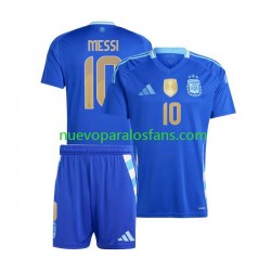 Camiseta de Fútbol Argentina Lionel Messi 10 Copa America Niño Exterior 2024 Manga Corta