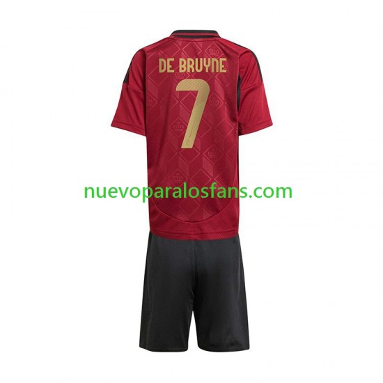 Camiseta de Fútbol Bélgica De Bruyne 7 Niño Casa Euro 2024 Manga Corta