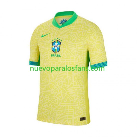 Camiseta de Fútbol Brasil Copa America Hombre Casa 2024 Manga Corta