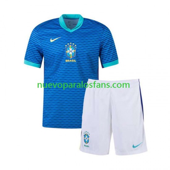 Camiseta de Fútbol Brasil Copa America Niño Exterior 2024 Manga Corta
