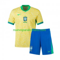 Camiseta de Fútbol Brasil Copa America Niño Casa 2024 Manga Corta