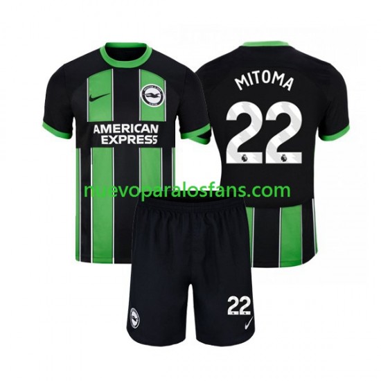 Camiseta de Fútbol Brighton & Hove Albion Mitoma 22 Niño Exterior 2023-2024 Manga Corta