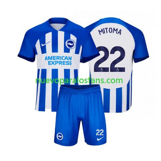 Camiseta de Fútbol Brighton & Hove Albion Mitoma 22 Niño Casa 2023-2024 Manga Corta
