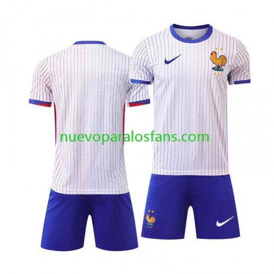 Camiseta de Fútbol Francia Niño Exterior Euro 2024 Manga Corta
