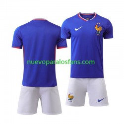 Camiseta de Fútbol Francia Niño Casa Euro 2024 Manga Corta