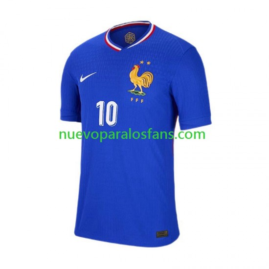 Camiseta de Fútbol Francia Mbappé Kylian 10 Hombre Casa Euro 2024 Manga Corta