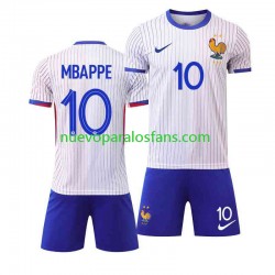 Camiseta de Fútbol Francia Mbappé Kylian 10 Niño Exterior Euro 2024 Manga Corta