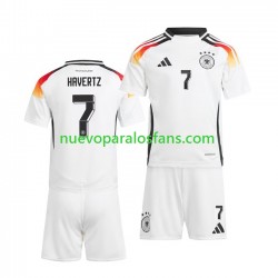Camiseta de Fútbol Alemania Havertz 7 Niño Casa Euro 2024 Manga Corta
