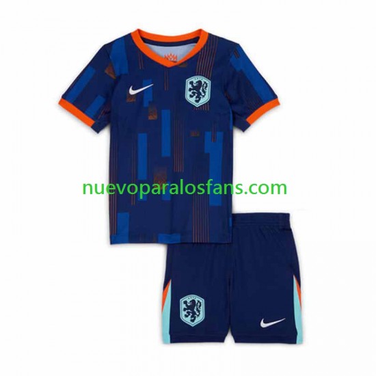 Camiseta de Fútbol Países Bajos Niño Exterior Euro 2024 Manga Corta
