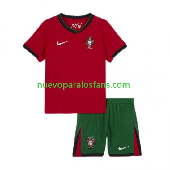 Camiseta de Fútbol Portugal Niño Casa Euro 2024 Manga Corta