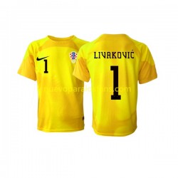 Camiseta de Fútbol Croacia Dominik Livakovic 1 Portero Hombre Casa Copa Mundial 2022 Manga Corta