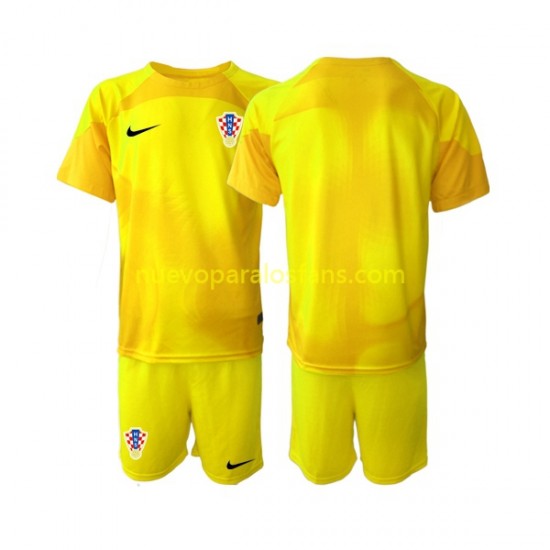 Camiseta de Fútbol Croacia Portero Niño Casa Copa Mundial 2022 Manga Corta
