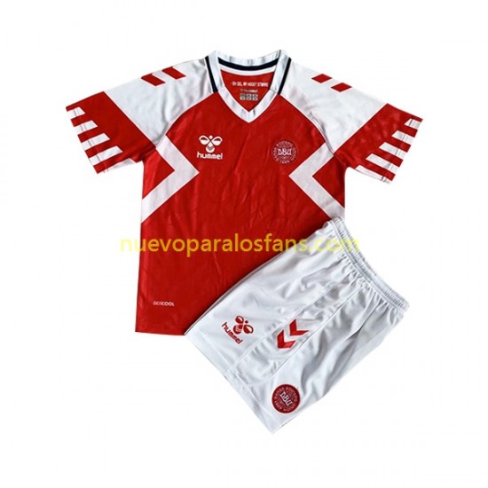 Camiseta de Fútbol Dinamarca Niño Casa 2023 Manga Corta