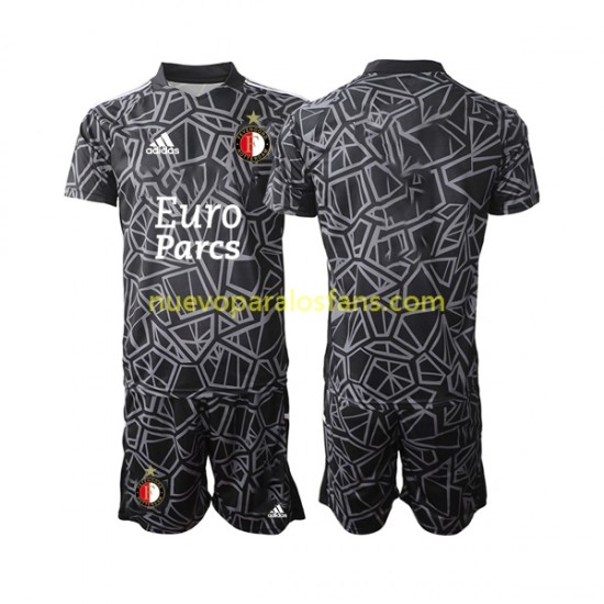 Camiseta de Fútbol Feyenoord Rotterdam Portero Niño Cuarto 2022-2023 Manga Corta