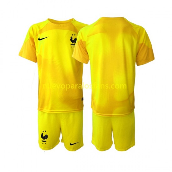 Camiseta de Fútbol Francia Portero Niño Tercera Copa Mundial 2022 Manga Corta